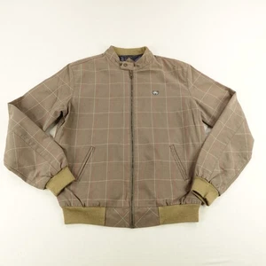 Vintage Split Jacket Mens Large Brown Plaid Bomber Full Zip Coat Skate Surf Y2K - Picture 1 of 11