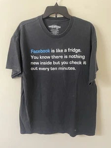 Y2K 2010s Jem “Facebook Is Like A Fridge” Humor Shirt Size XL Tech Funny Skater - Picture 1 of 4