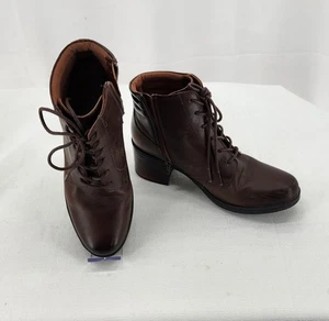 Clarks Collection Leather Lace Up Ankle Boots Hollis Jasmine Mahogany. size 9M  - Picture 1 of 8