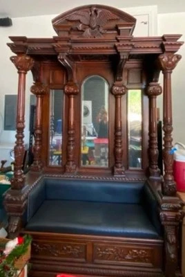 Шикарная антикварная прихожая скамья ручной работы - Изображение 1 из 2