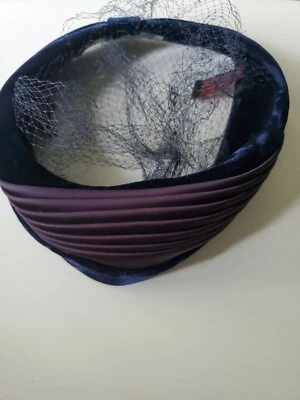 VINTAGE Church HAT 1950s 'NORMAN PAULVIN' NEW YORK, Navy/Blue - Image 1 of 4