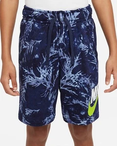 Nike Sportswear NEW Big Boys Printed French Terry Fashion Shorts Navy Large $40 - Picture 1 of 2