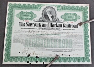 New York and Harlem Railroad $10,000 Bond signed by William Kissam Vanderbilt - Picture 1 of 2