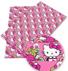 Anime Kitty Donut Cartoon FAUX LEATHER ROLL 12" x 55" SMOOTH TEXTURE - Picture 1 of 1