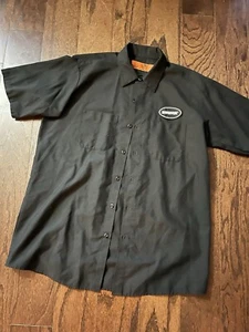 SHURE Red Kap Shirt Mens Large Black Mechanic Button Up Short Sleeves Uniform - Picture 1 of 3