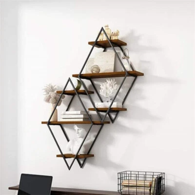 Rustic Wood Floating Shelves Decorative Wall Shelf Bathroom Kitchen Office Room - Image 1 of 4