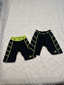 adidas III climalite youth S & XS black lime lightly padded compression shorts - Picture 1 of 7