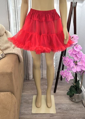 Leg Avenue Women’s Red Tutu Skirt Sheer One Size Ruffle Layered - Image 1 of 4