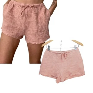Zara Shorts Beach Lounge Peach Pink Cotton Textured Teen Girls Size XS BNWT - Picture 1 of 15