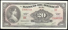 Mexico P-54o Banco de Mexico 20 Pesos BID-C, 18.3.1970  AU-UNC