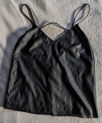 H&M Faux Leather Mesh (w/ Liner) Black Camisole Top Womens 2 Shirt - Image 1 of 4