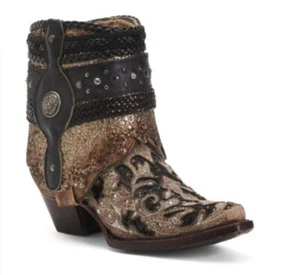 Corral Boots Multi Leather Floral Embroidered Glitter Western Booties - Picture 1 of 2