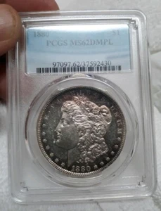 1880-P Morgan Dollar PCGS MS-62DMPL Ultra RaRe In DMPL*Looks Choice Proof! PoP19 - Picture 1 of 10