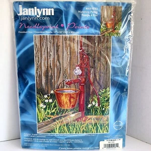 WATERING PUMP Mesh Needlepoint Kit by Janlynn #004-078 NEW 12 x 16 Garden Flower - Picture 1 of 4