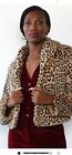 Velvet Leopard Print Faux Jacket Coat Size M