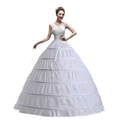 Women Crinoline Petticoat 6 Hoop Skirt White Ball Gown Underskirt for Bridal - Изображение 1 из 4