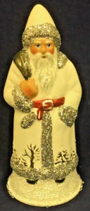 2023 New Ino Schaller Bayern Papier Mache German Mini Santa White & Silver 7" - Picture 1 of 6