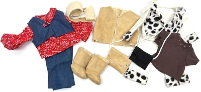 Doll Clothes Lot  For 18” Dolls Faux Fur Suede Denim Bandana Boots Accessories - Image 1 of 4