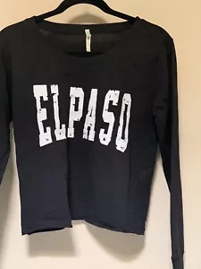 NWT Women’s T-shirt Size Small Black Long Sleeve El Paso Cropped - Picture 1 of 5