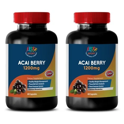 Dieta acai berry - Acai Berry 1200 mg - súper antioxidante - 2 botellas Foto 1 de 4