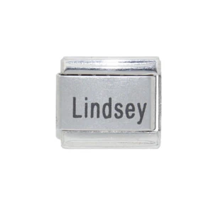 Lindsey - Name plain laser - fits 9mm classic Italian charm bracelets - Imagen 1 de 1