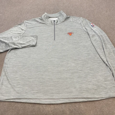 New York Knicks Sweater Nike Mens 3XL XXXL Gray 1/4 Zip NBA Basketball Logo Cover