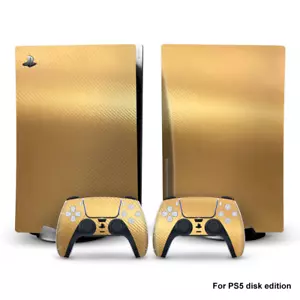 Kohlefaser Gold PS5 Disk Skin Aufkleber Vinylfolie Playstation 5 komplettes Set - Bild 1 von 1