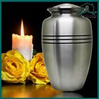 Handcrafted Cremation Urns for Human Ashes - Beautiful Silver Urn with Bag