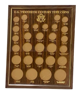 VINTAGE US 20TH CENTURY TYPE COINS DISPLAY FRAME METAL HOLDER - Picture 1 of 7