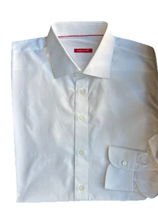 Bijan White Long Sleeve Cotton Dress Shirt-Size 18/46-Italy - Picture 1 of 13