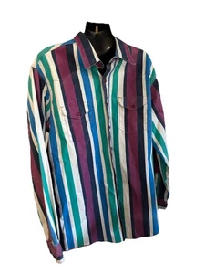 wrangler brushpopper striped western shirt Xlong Tails 17-35 - Picture 1 of 5