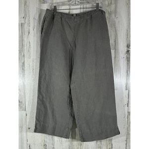 J Jill Cropped Pants Size Medium (34x24) Gray Linen Wide Leg READ - Picture 1 of 11