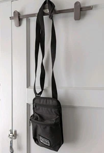 Black Mens Ladies Puma Cross Body Bag, Adjustable Straps 2 Zipped Compartment - Picture 1 of 4