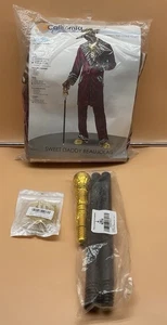 Disfraz Sweet Daddy Beaujolais rojo proxeneta gángster años 70 para hombre XL con accesorios - Imagen 1 de 6