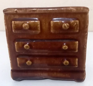 Chest of Drawers Moneybox - Treacle Glaze, 7.5cm - Folk Art, Antique - Picture 1 of 6