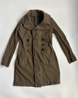 Женская куртка-пикоат James Perse размер 0 коричневая оливковая флисовая двубортная - Изображение 1 из 4