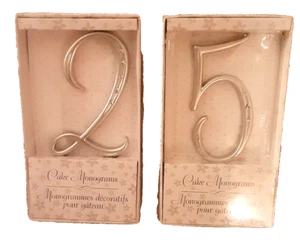 Lillian Rose Cake Topper 2 &5 Silver With Rhinestones Monogram NEW IN BOX - Picture 1 of 1