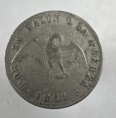 1861 Chile 20 Centavos, Condor, KM# 125a - Image 1 of 2