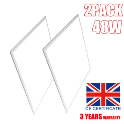 2pcs 60x60cm LED Ceiling Light Square Panel Down Bathroom Kitchen Bedroom Lights - Image 1 of 4