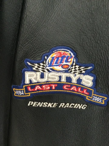 Rusty Wallace 2005 Last Call Miller Lite Nascar Black Leather Jacket Sz L Burks Cover