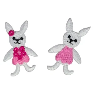 Tiny White Rabbit Iron on Patch Small Little Easter Bunny 3.5x2.3x0.1 cm(0.2g) - Picture 1 of 3