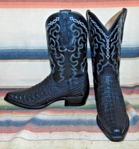 Botas de Vaquero Para Hombres Rujo The Kirby Negro Caimán/Cuero 11.5 D Nuevas en Caja - Imagen 1 de 6