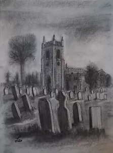 Painting of St Giles church, Hartington - Picture 1 of 1