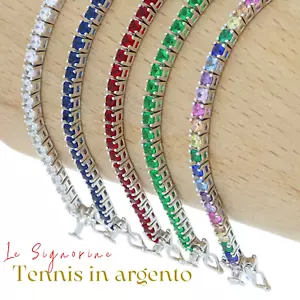 Bracciale Tennis in argento 925 e zirconi bianchi 2,5 mm misura 18 - Foto 1 di 8