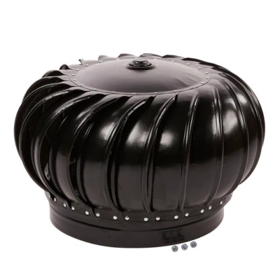 MASTER FLOW 14 in. aluminum internally braced turbine head in black | attic replacement flow