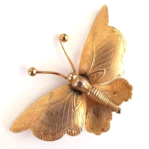 Vintage Giovanni Butterfly Gold Tone Pin 2-1/8" - Picture 1 of 5