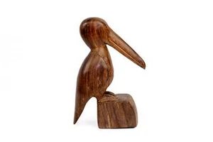 Talla de madera vintage para pájaros pelícanos - Imagen 1 de 10