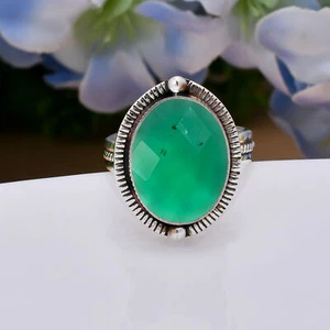 Emerald Simulated Gemstone 925 Sterling Silver Jewelry Ring, Girls Ring - Picture 1 of 4