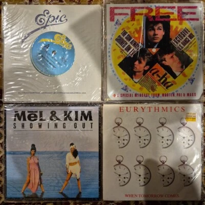 1980s 7" VINYL RECORD LP COLLECTION A-HA EURYTHMICS MIAMI SOUND MACHINE MEL KIM - Image 1 of 2