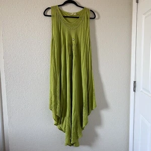 Vestido recto para mujer Cleopatra talla libre verde lima bordado floral - Imagen 1 de 13